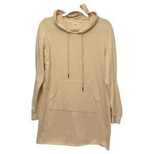 Socialite Cream Oversized Hoodie Tunic Sweatshirt Dress w/ Kangaroo Pocket Sz S